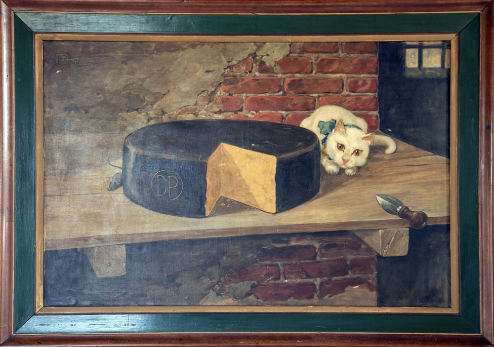 Osvaldo Ballerio (1871-1942), marchio per la Ditta Pelegatti, olio su tela, 1914 (Soragna, Museo del Parmigiano Reggiano)